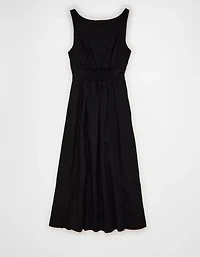 AE Linen-Blend Button-Up Midi Dress