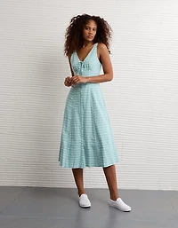 Robe mi-longue à boutons en mélange de lin AE