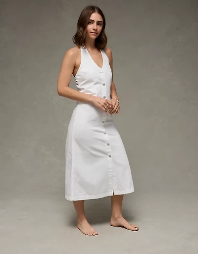 AE Denim Halter Midi Dress
