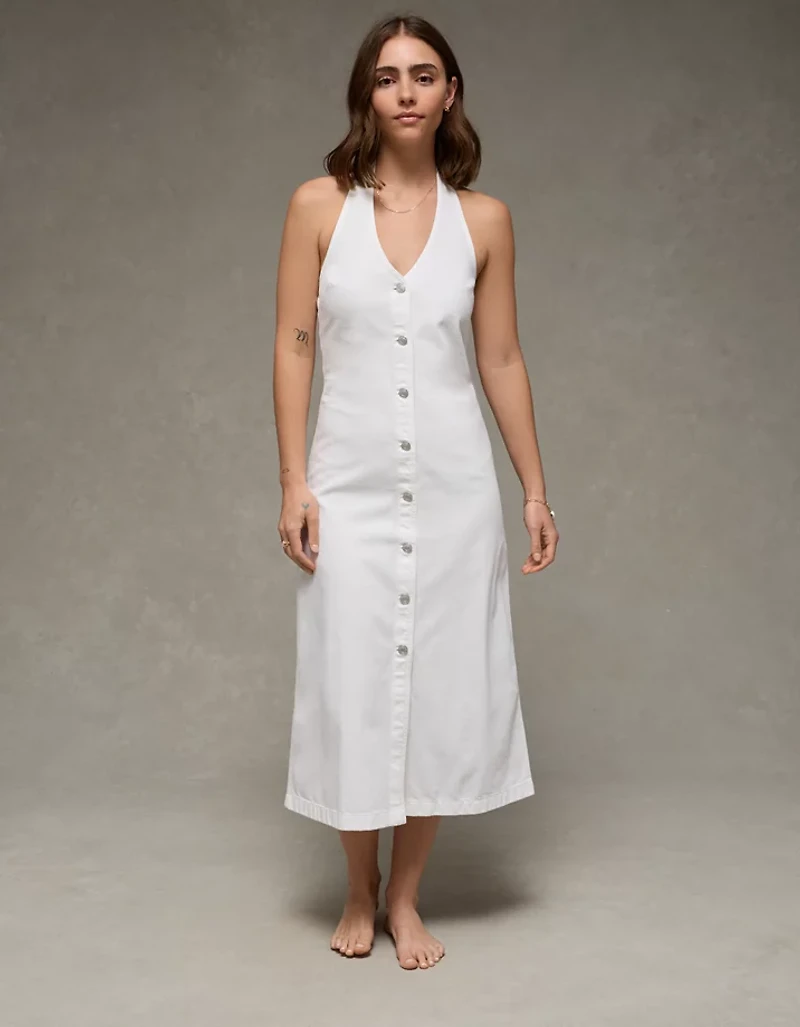 AE Denim Halter Midi Dress