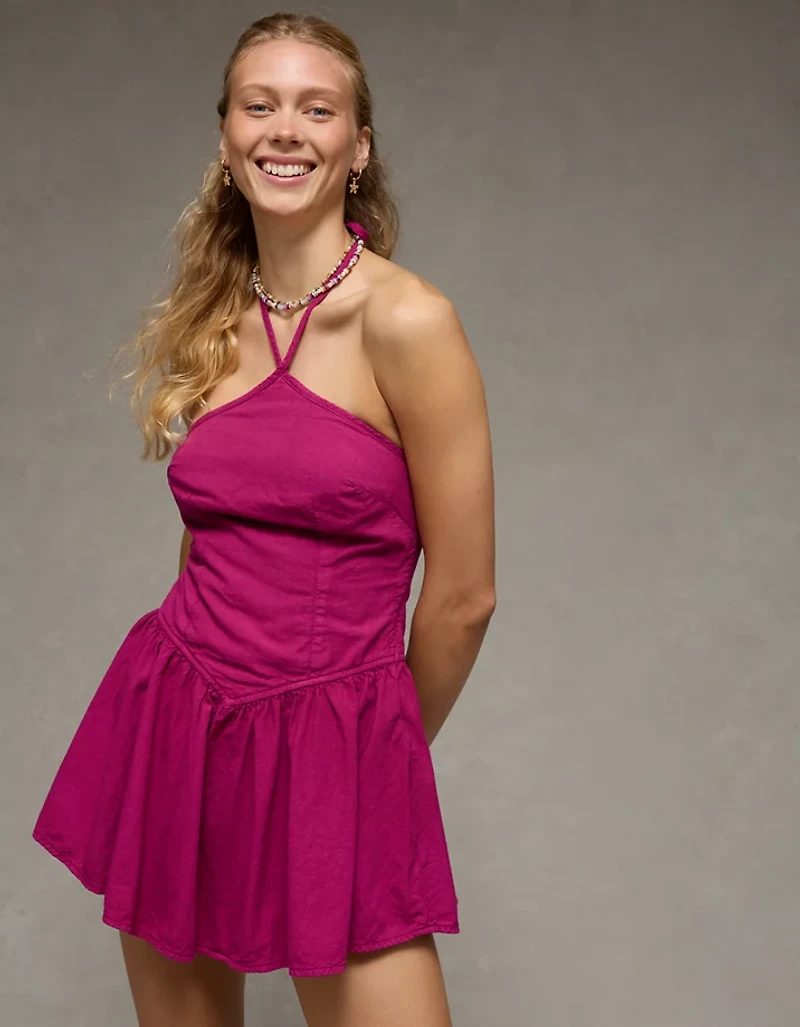 AE Denim Halter Mini Dress