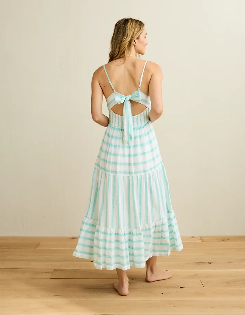 Robe mi-longue style corset à rayures AE
