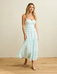 Robe mi-longue style corset à rayures AE