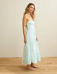 Robe mi-longue style corset à rayures AE