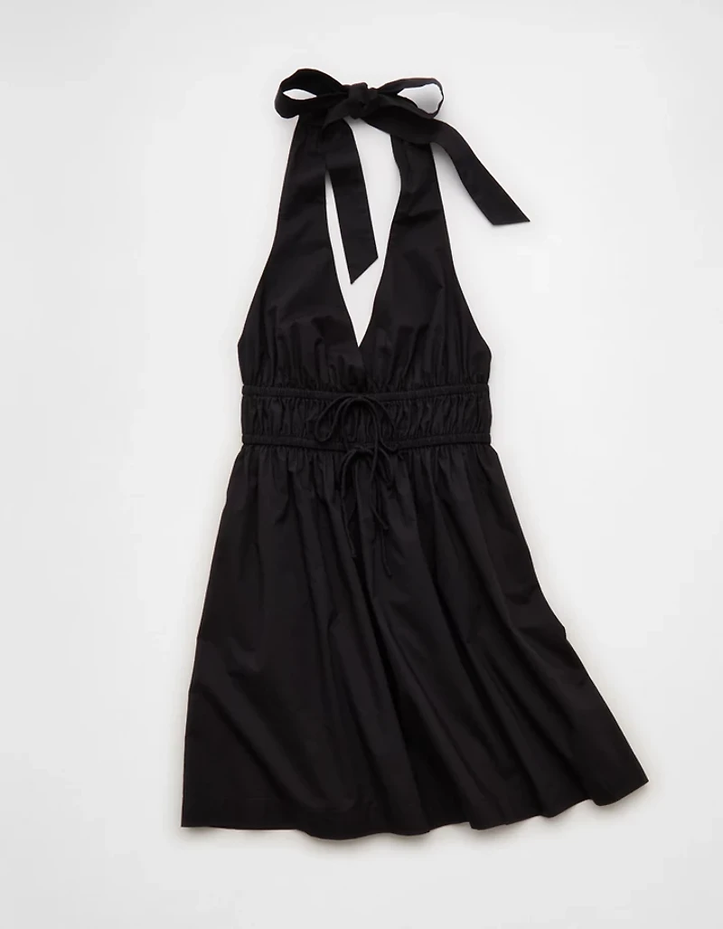AE V-Neck Tie-Front Halter Mini Dress