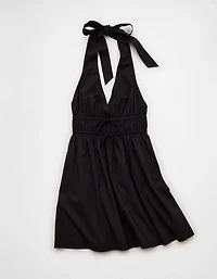 AE V-Neck Tie-Front Halter Mini Dress