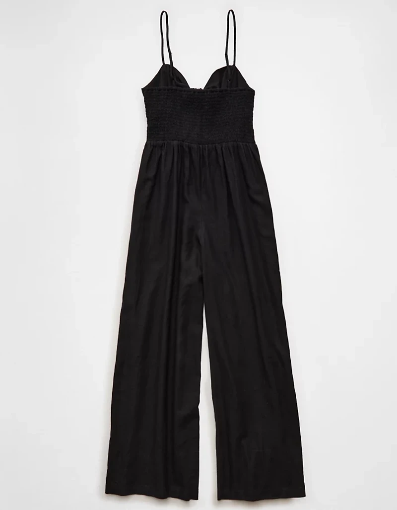 AE Tie-Front Smocked Jumpsuit