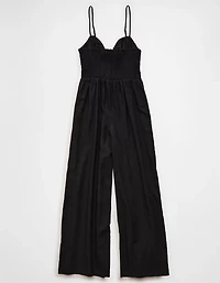 AE Tie-Front Smocked Jumpsuit