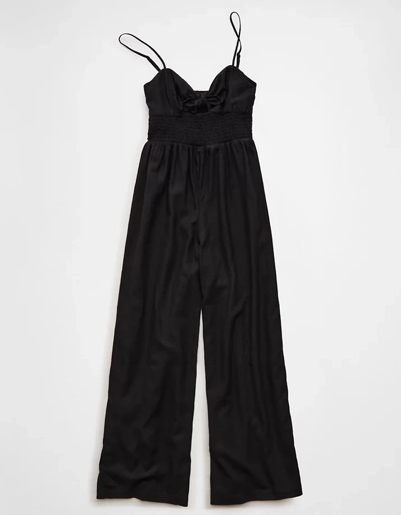 AE Tie-Front Smocked Jumpsuit