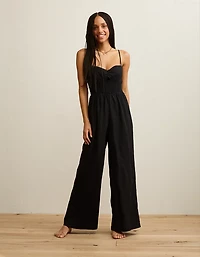 AE Tie-Front Smocked Jumpsuit