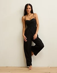 AE Tie-Front Smocked Jumpsuit