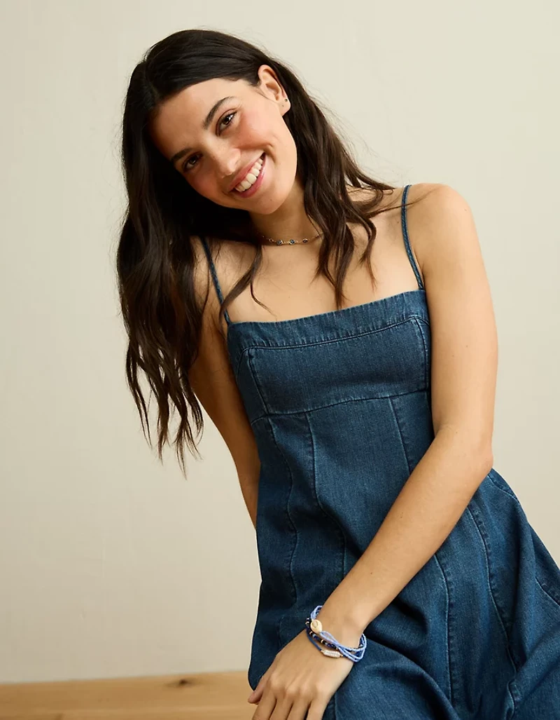 AE Sweetheart Neck Babydoll Midi Dress