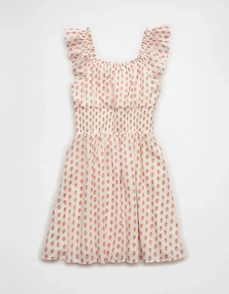 AE Babydoll Short-Sleeve Button-Up Mini Dress
