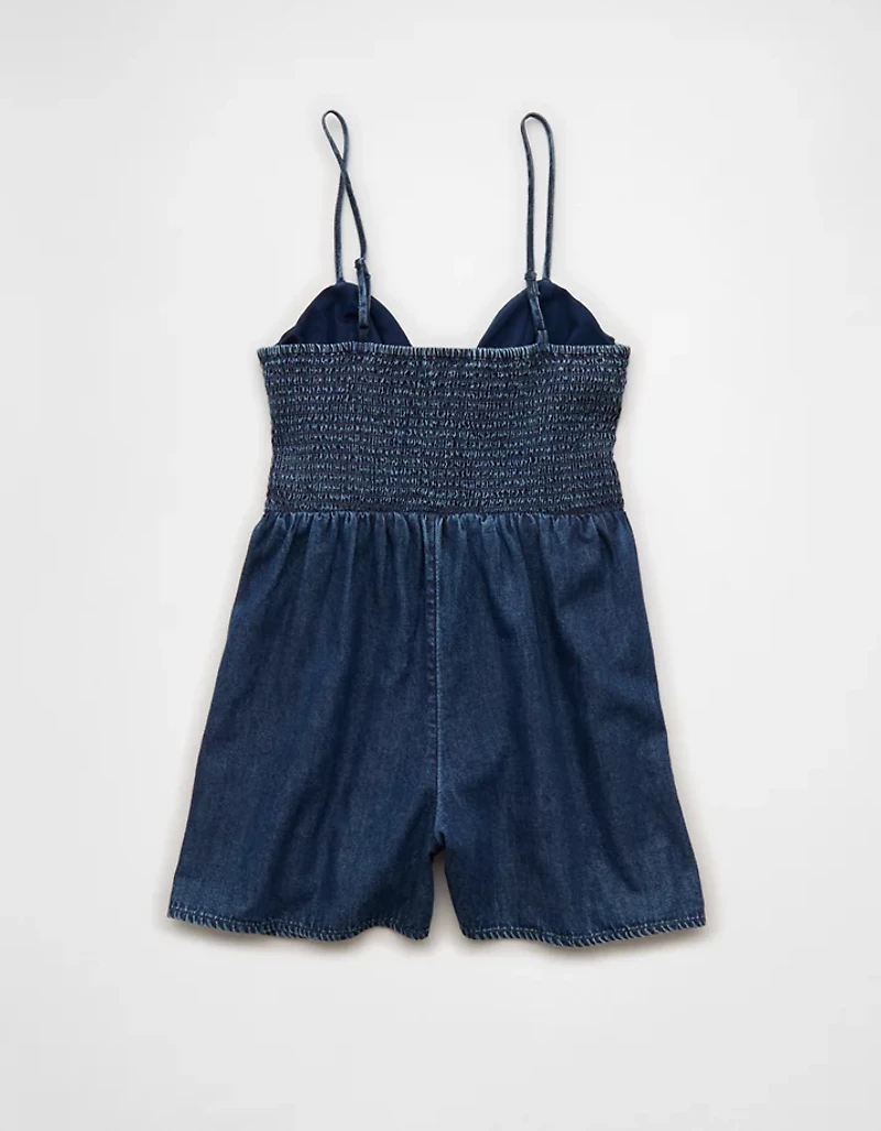 AE Tie-Front Smocked Bodice Romper