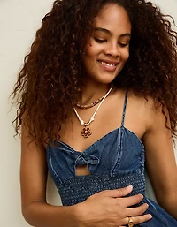 AE Tie-Front Smocked Bodice Romper