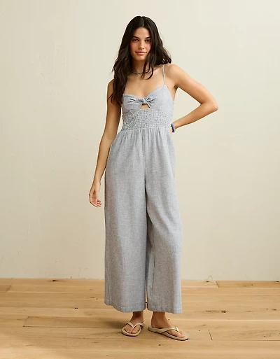 Combinaison-pantalon à smocks et nouée l’avant AE