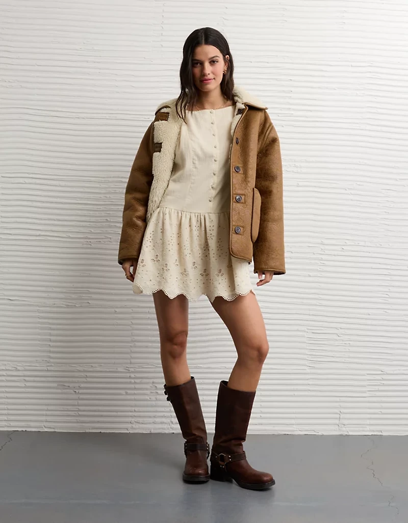 AE Buttoned Lace Mini Dress