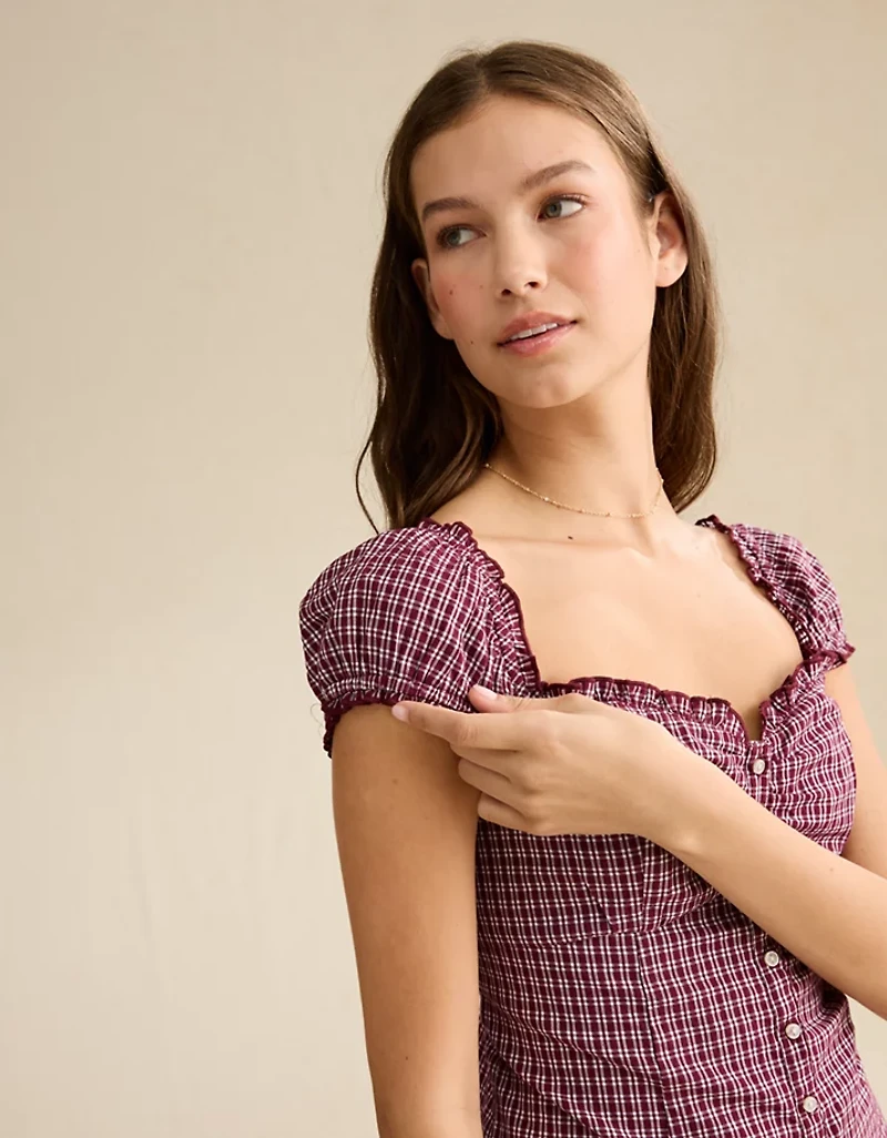 AE Sweetheart Button-Up Mini Dress