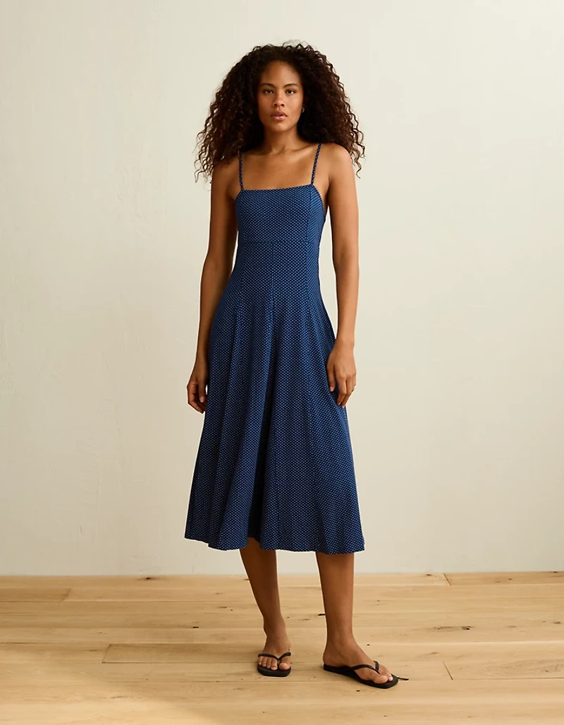 Peignoir mi-long en tricot noué au dos avec godets AE