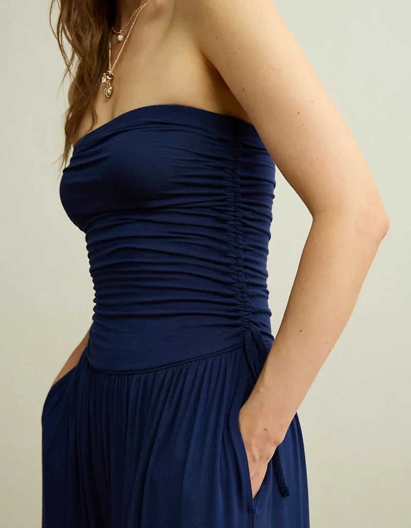 AE Strapless Side-Tie Knit Jumpsuit