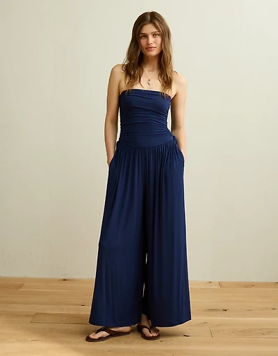 AE Strapless Side-Tie Knit Jumpsuit