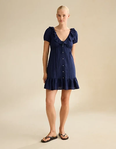 Minirobe à encolure en V et volants AE