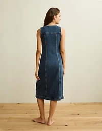 AE Denim Button-Up Midi Dress