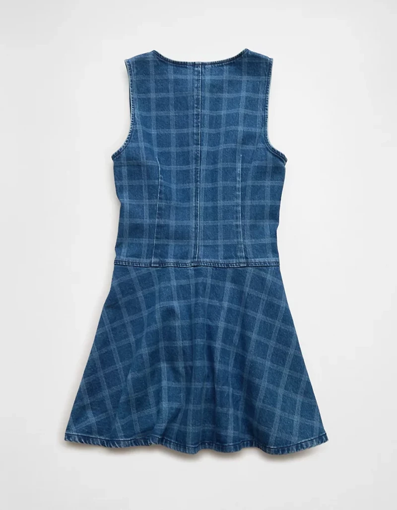 Minirobe en denim à carreaux AE