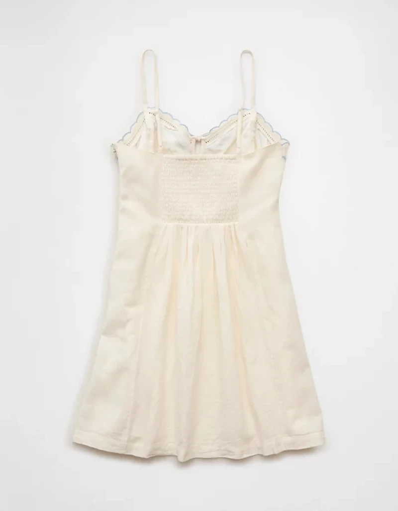 AE Embroidered Tie-Front Mini Dress