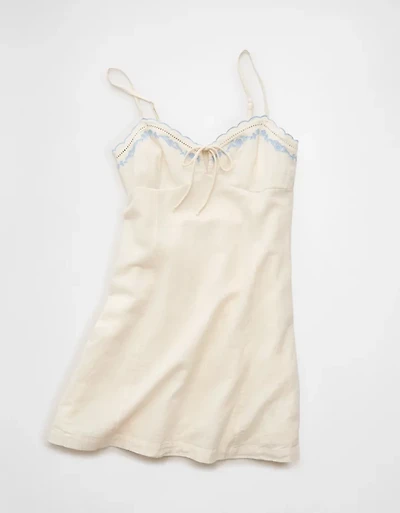 AE Embroidered Tie-Front Mini Dress