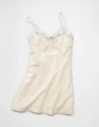 AE Embroidered Tie-Front Mini Dress