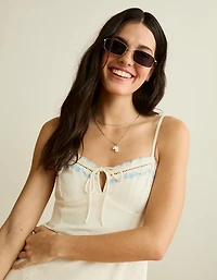 AE Embroidered Tie-Front Mini Dress