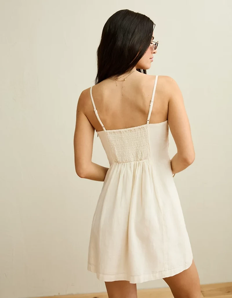 AE Embroidered Tie-Front Mini Dress