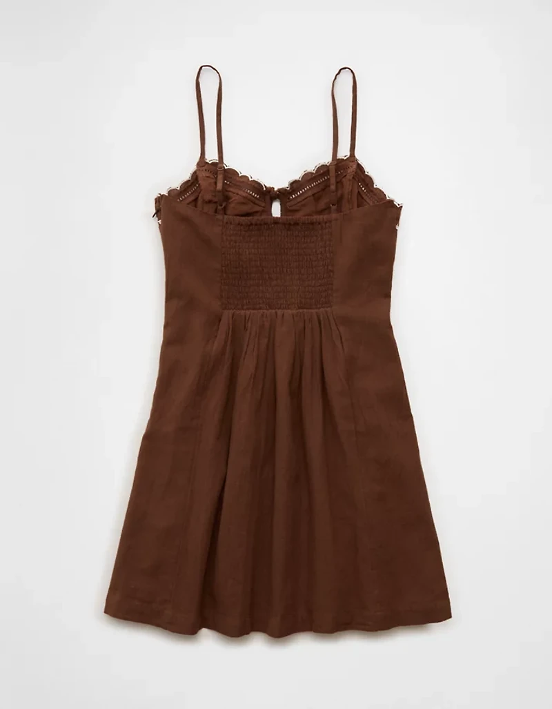 AE Embroidered Tie-Front Mini Dress