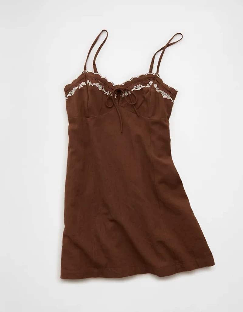 AE Embroidered Tie-Front Mini Dress