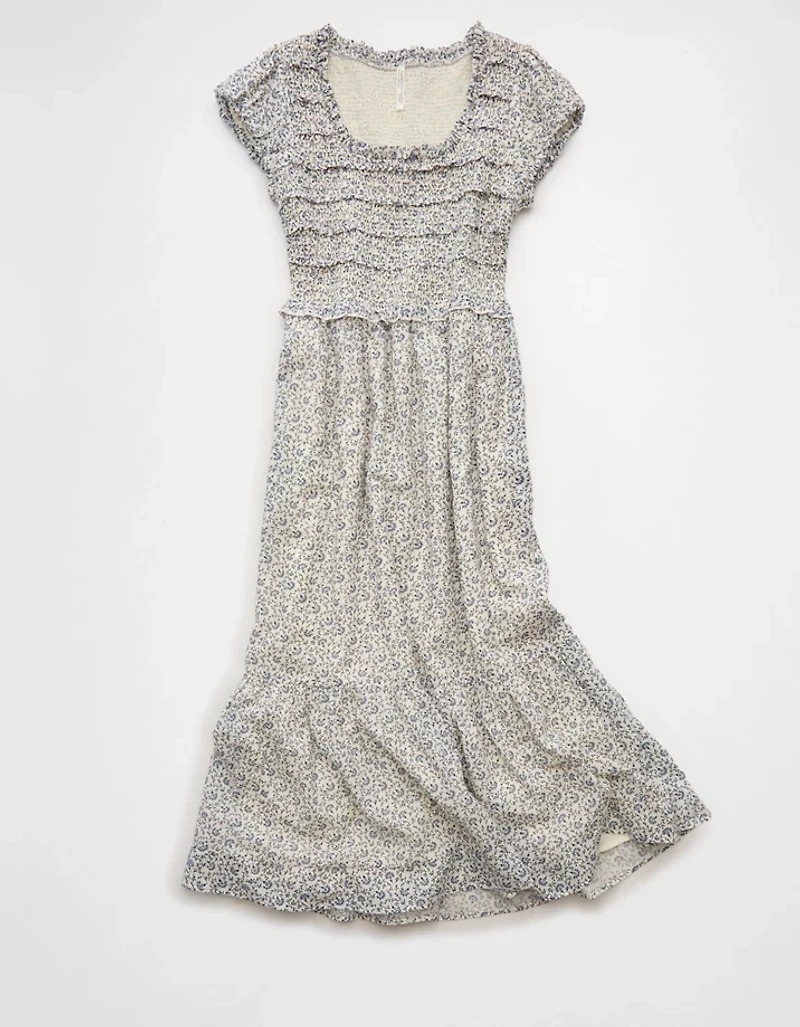 AE Scoop Neck Smocked Midi Dress