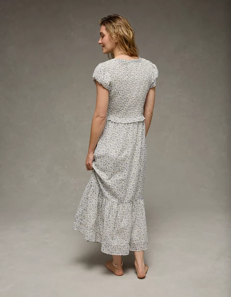 AE Scoop Neck Smocked Midi Dress