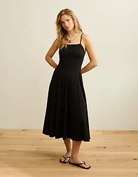 AE Knit Tie-Back Godet Midi Dress