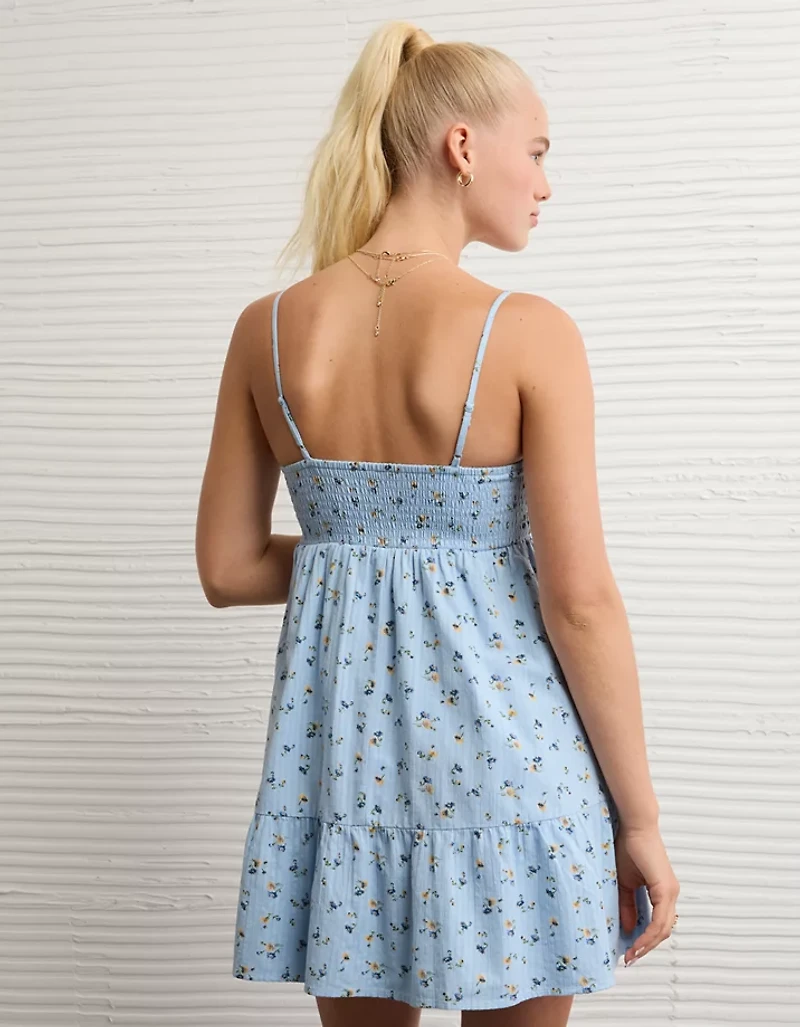 AE Floral Smocked Babydoll Mini Dress