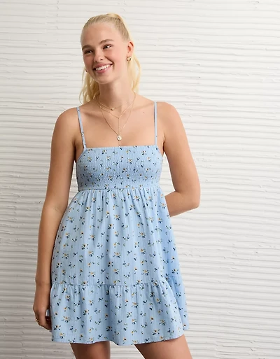 AE Floral Smocked Babydoll Mini Dress