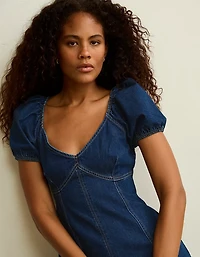 Minirobe en denim à manches bouffantes AE