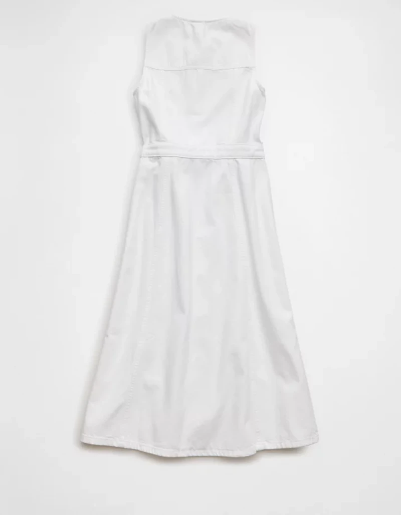 AE Button-Up Denim Midi Dress