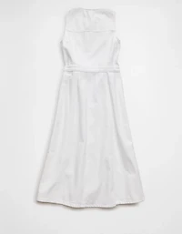 AE Button-Up Denim Midi Dress