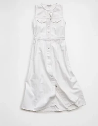 AE Button-Up Denim Midi Dress