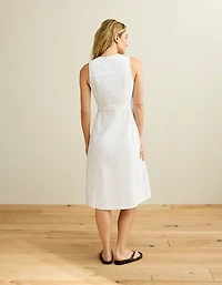AE Button-Up Denim Midi Dress