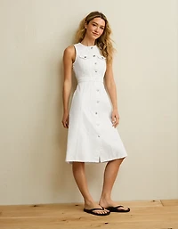 AE Button-Up Denim Midi Dress