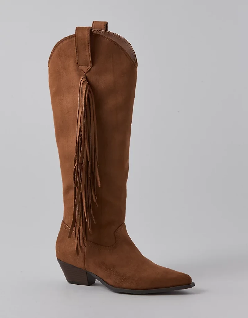 Bottes aux genoux à franges western AE