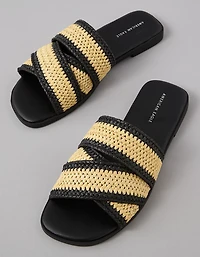 AE Two-Tone Raffia Slide Sandal