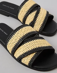 AE Two-Tone Raffia Slide Sandal