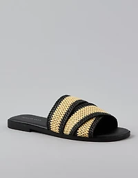 AE Two-Tone Raffia Slide Sandal